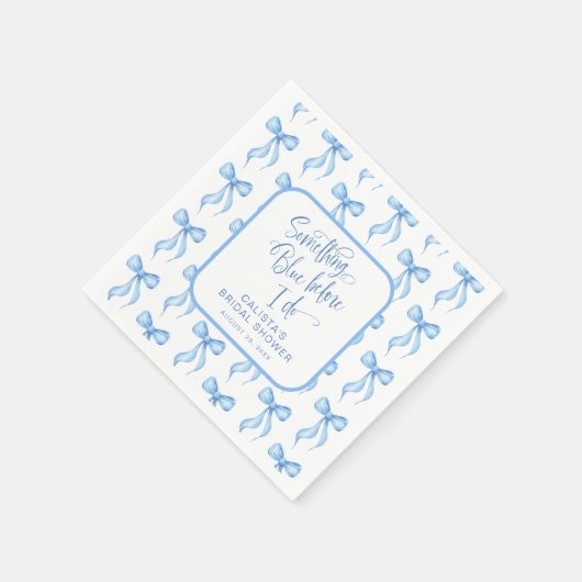 私がカスタムブライダルシャワーする前に何か青 スタンダードカクテルナプキン (角)