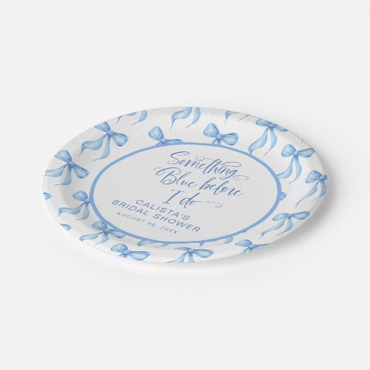 私がカスタムブライダルシャワーする前に何か青 ペーパープレート (アングル)