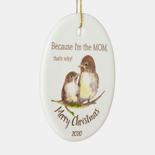 私がカスタムママだからクリスマスの日付おもしろい セラミックオーナメント (右)