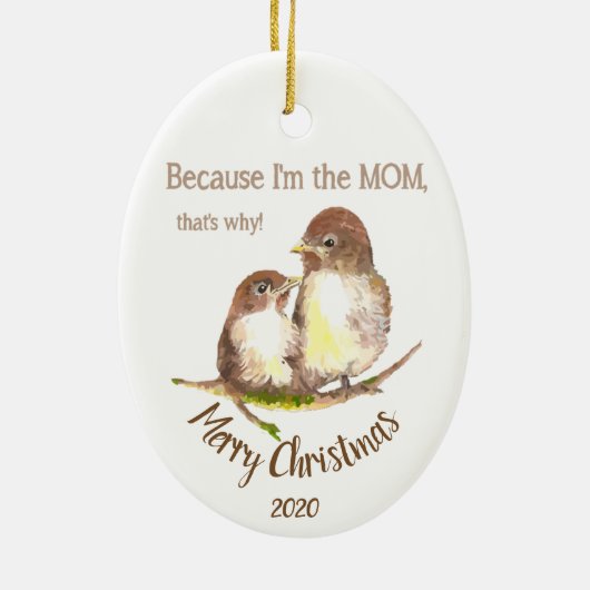 私がカスタムママだからクリスマスの日付おもしろい セラミックオーナメント (裏面)