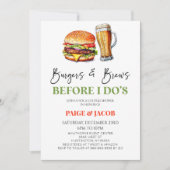 私がカップルのシャワーを浴びる前のバーガーとブリュース 招待状 (正面)
