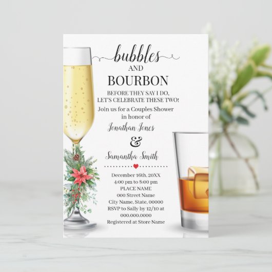 私がカップルのシャワークリスマスをする前にバブル&バーボン 招待状 (スタンド正面)