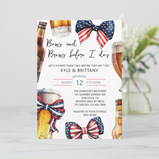 私がカップルをする前に弓とブレーズウェディングシャワー 招待状 (スタンド正面)