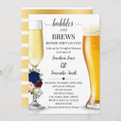 私がカップルシャワーを浴びる前に、海軍の泡と泡 招待状 (正面/裏面)