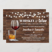 私がカップル素朴シャワーを行う前にウイスキーとワイン 招待状 (正面/裏面)