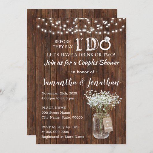 私がカップル結婚の国をシャワーする前に 招待状 (正面/裏面)