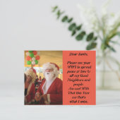 私がカードに今年恋しく思う何をサンタ シーズンポストカード (スタンド正面)