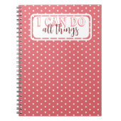 私がガーリーすべての事をすることができるピンクの白いドット ノートブック (正面)