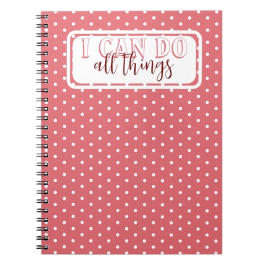私がガーリーすべての事をすることができるピンクの白いドット ノートブック (正面)