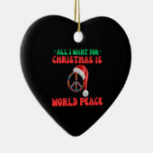 私がクリスマスに望むのは世界平和だけだ セラミックオーナメント (右)