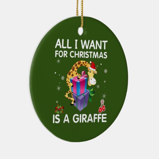 私がクリスマスに欲しいのはキリンのメリークリスマスだけだ セラミックオーナメント (右)