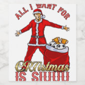 私がクリスマスに欲しいのはシウスウェットシャおもしろいツだけだ ワインラベル (シングルラベル)