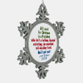 私がクリスマスに欲しいのはジョーバイデン氏アンチトランプ スノーフレークピューターオーナメント (左)