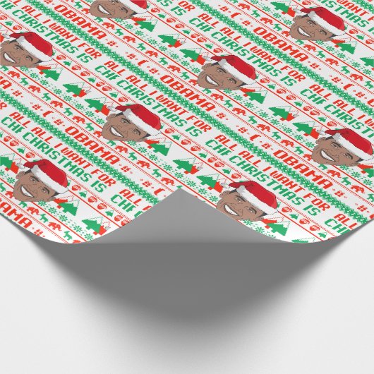 私がクリスマスに欲しいのはバラク・オバマだけだ ラッピングペーパー (角)