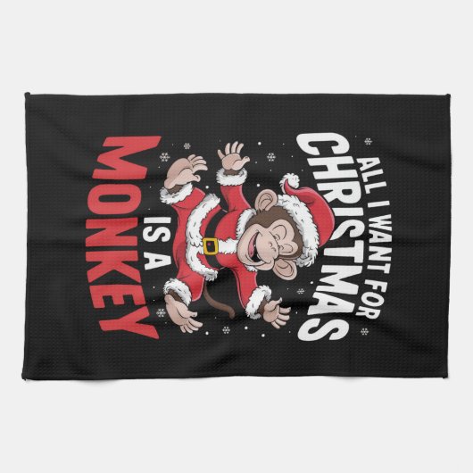 私がクリスマスに欲しいのはモンキーラバークリスマス キッチンタオル (横)