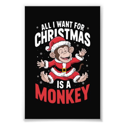 私がクリスマスに欲しいのはモンキーラバークリスマス フォトプリント            (正面)