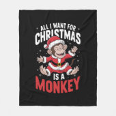 私がクリスマスに欲しいのはモンキーラバークリスマス フリースブランケット (正面)