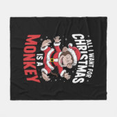 私がクリスマスに欲しいのはモンキーラバークリスマス フリースブランケット (正面(横))