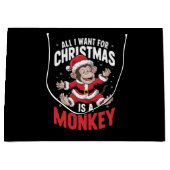 私がクリスマスに欲しいのはモンキーラバークリスマス ラージペーパーバッグ (正面)