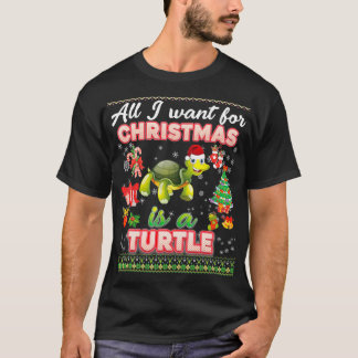 私がクリスマスに欲しいのは亀の醜いセーターだけだ Tシャツ