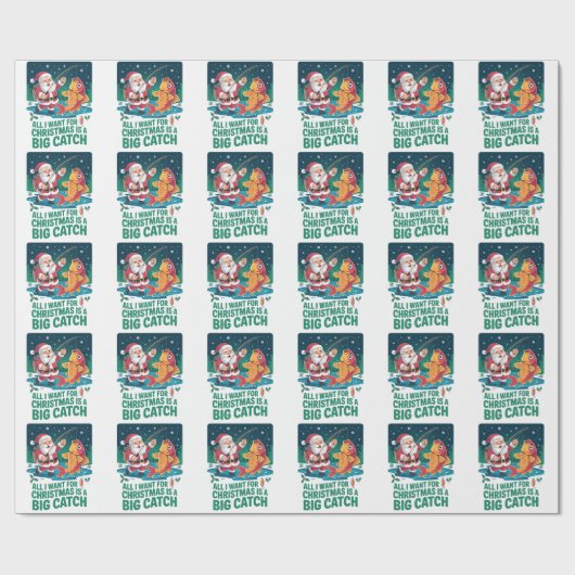 私がクリスマスに欲しいのは大きなキャッチ魚釣り ラッピングペーパー (フラット)