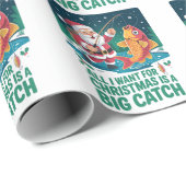 私がクリスマスに欲しいのは大きなキャッチ魚釣り ラッピングペーパー (ロールコーナー)
