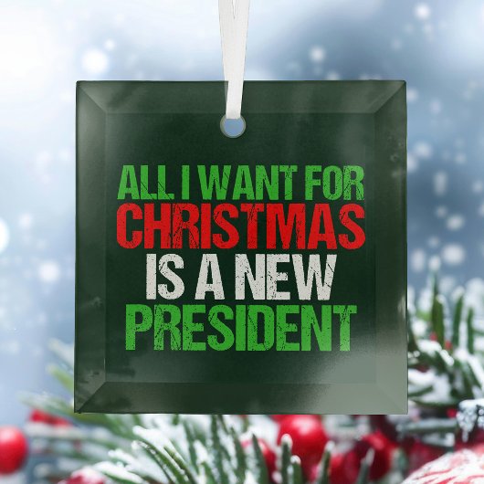 私がクリスマスに欲しいのは新しい社長おもしろいだ ガラスオーナメント