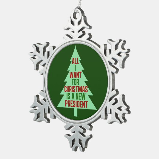 私がクリスマスに欲しいのは新しい社長だけだ スノーフレークピューターオーナメント (右)