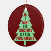 私がクリスマスに欲しいのは新首相だけだ セラミックオーナメント (左)