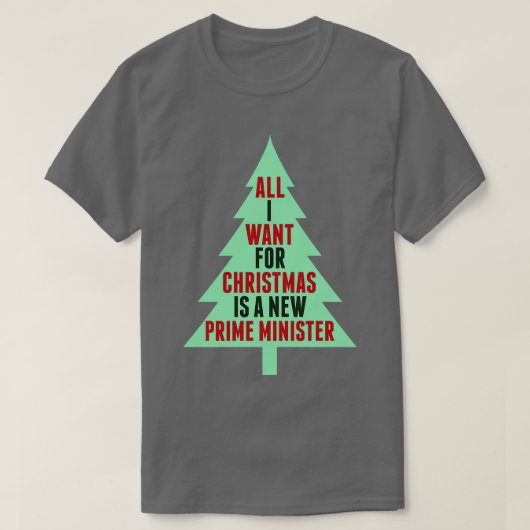 私がクリスマスに欲しいのは新首相だけだ Tシャツ (デザイン正面)
