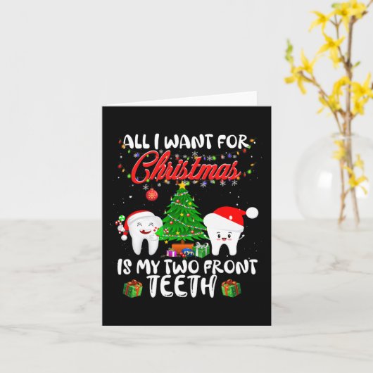 私がクリスマスに欲しいのは私の前歯の二本のおもしろい カード (黄色い花)