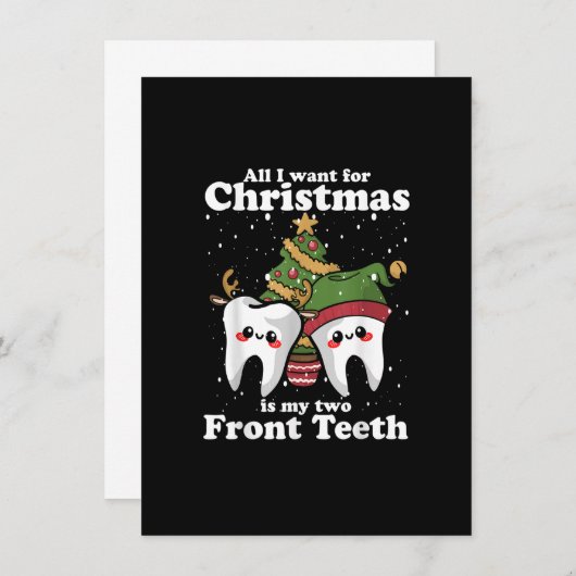 私がクリスマスに欲しいのは私の前歯の二本のおもしろい 招待状 (正面/裏面)