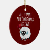 私がクリスマスに欲しいのは雌羊おもしろいだけだ セラミックオーナメント (右)