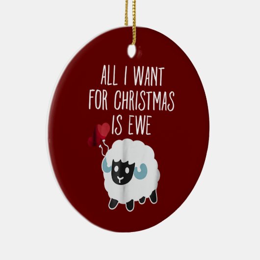 私がクリスマスに欲しいのは雌羊おもしろいだけだ セラミックオーナメント (右)