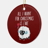 私がクリスマスに欲しいのは雌羊おもしろいだけだ セラミックオーナメント (左)