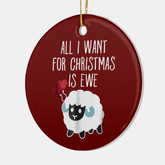 私がクリスマスに欲しいのは雌羊おもしろいだけだ セラミックオーナメント (左)