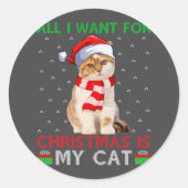 私がクリスマスに欲しいのは、猫の醜いサンタ猫だけだ ラウンドシール (正面)