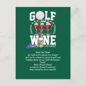 私がクリスマスのためにここに来ている理由はゴルフとワイン ポストカード (正面)