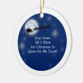 私がクリスマスのトラック場面のためにほしい親愛なサンタすべて セラミックオーナメント (左)