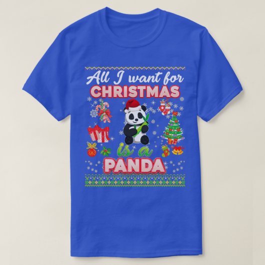 私がクリスマスを望むのはパンダのウグリエだけだ Tシャツ (デザイン正面)