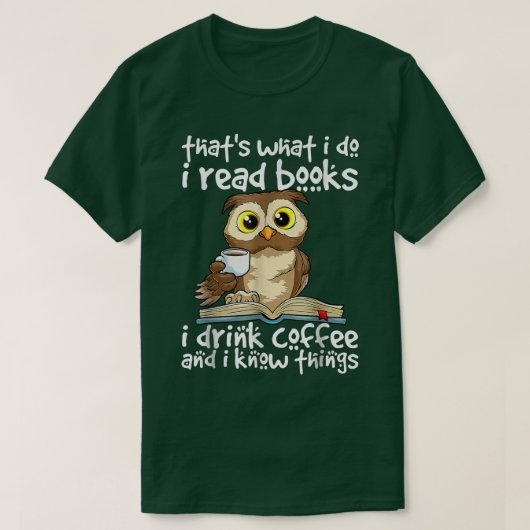 私がコーヒーを飲む本を私読は知って何をするか Tシャツ (デザイン正面)
