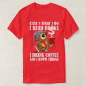 私がコーヒーフウ読ルLを飲む本を私は行う Tシャツ (デザイン正面)