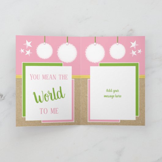 私がスノーボールピンクを愛している人へのメリークリスマス シーズンカード (内部)