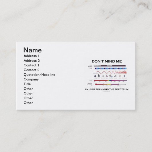 私がスペクトルを広げているのを気にしないで 名刺 (正面)