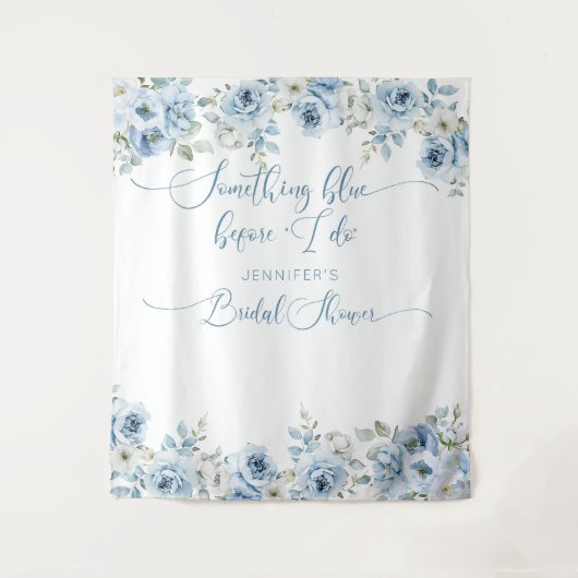 私がタペストリーをする前に何か青いブライダルシャワー タペストリー (正面)