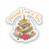 私がツリーの面白いハロウィーンの衣装シャツのフリ シール (正面)