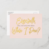 私がフォイルおもしろい招待状を見ている間は私の花嫁になる 箔招待状ポストカード (正面/裏面)