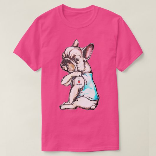 私がフランスの母を愛するブルドッグおもしろい犬母 Tシャツ (デザイン正面)