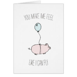 私がブタの気球カードを飛ばしてもいいように私を感じさせます