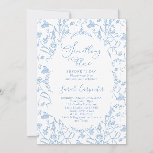 私がブライダルする前に何か青 招待状 (正面)